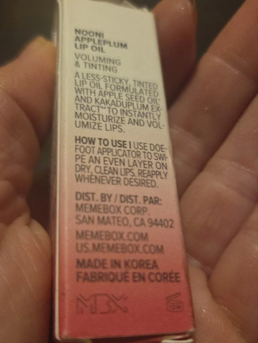 Nooni Appleplum Korean Tinted Lip Oil -NIB
